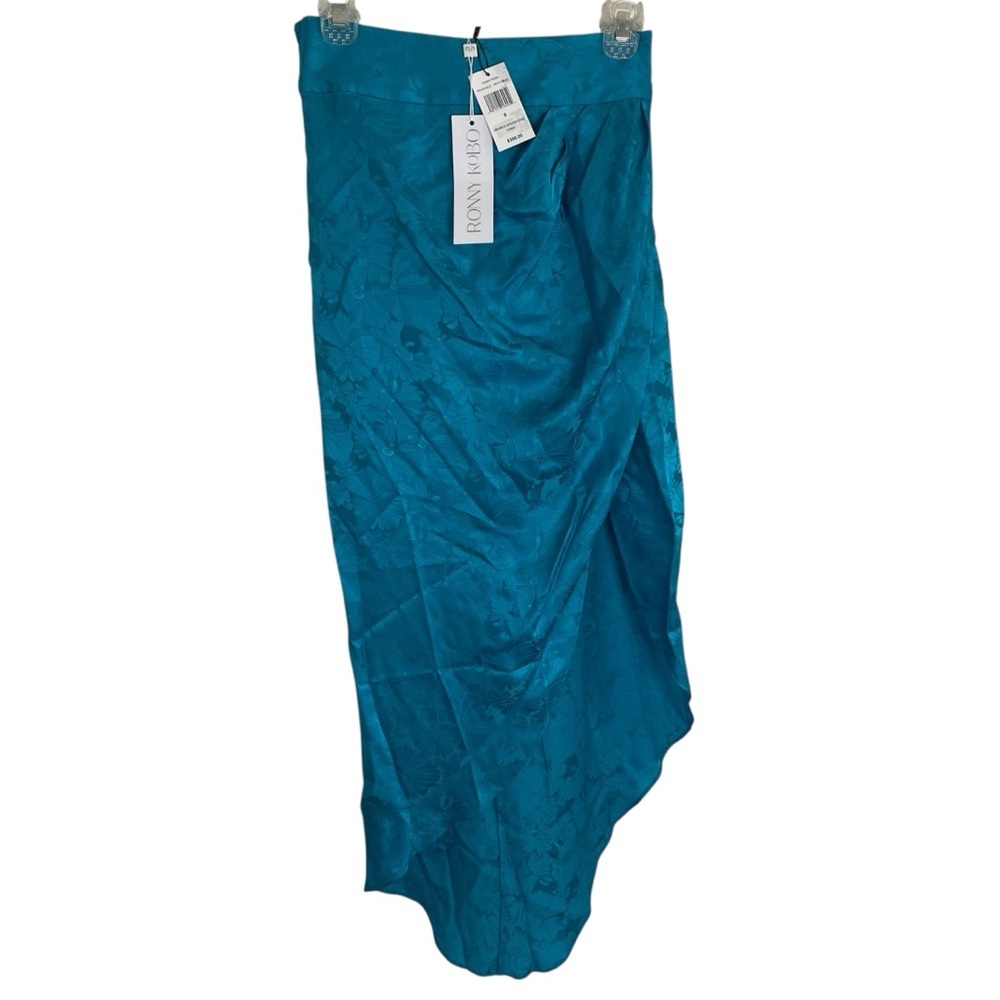 Ronny Kobo Collection Kit Skirt in Peacock Blue Silk Blend Size Small New